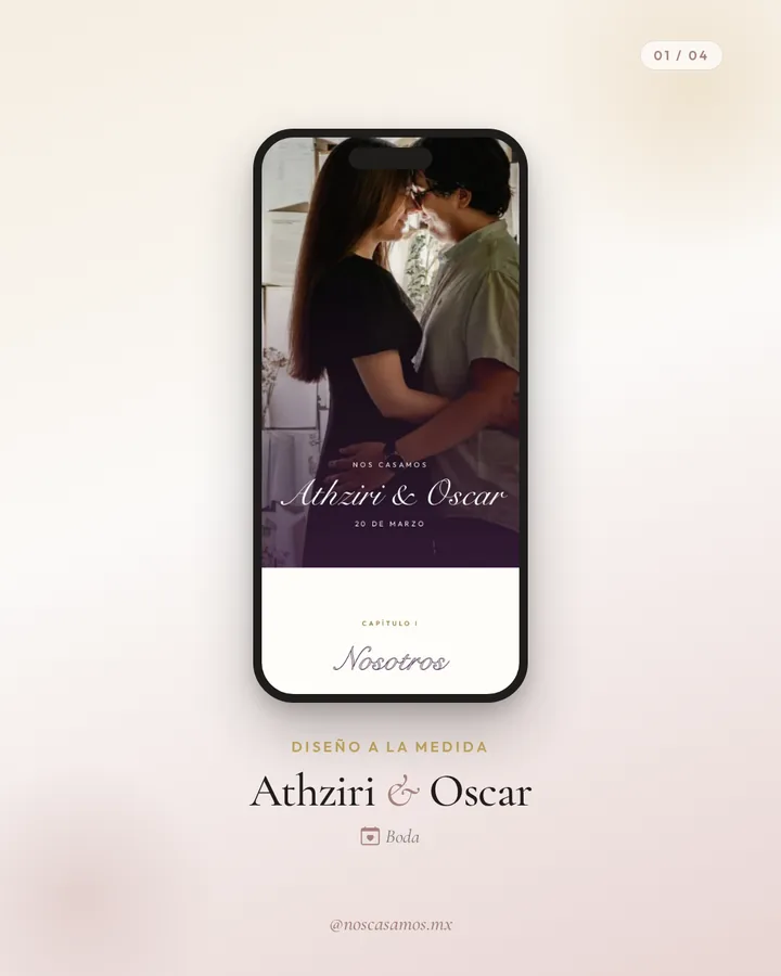 Invitación digital de Athziri & Oscar en el celular