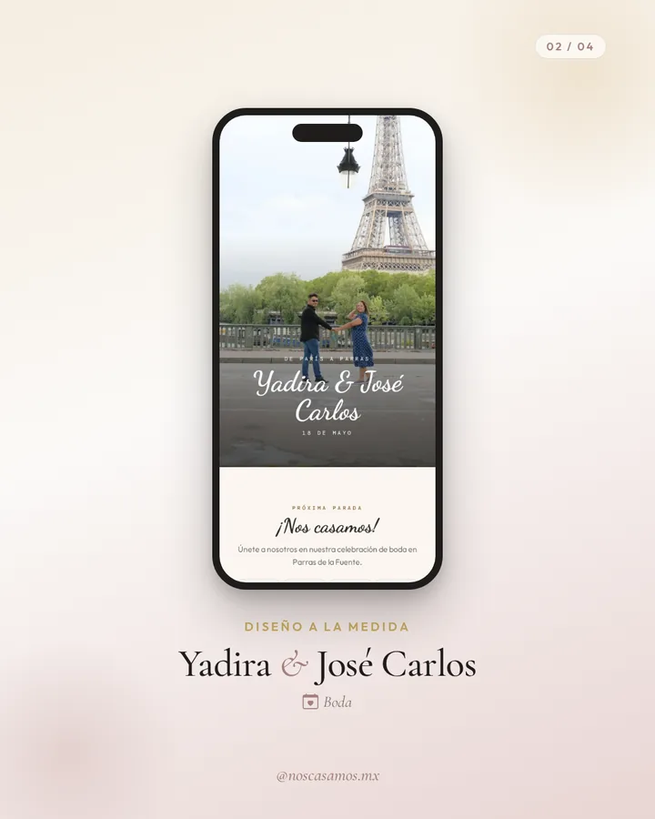 Invitación digital de Yadira & José Carlos en el celular