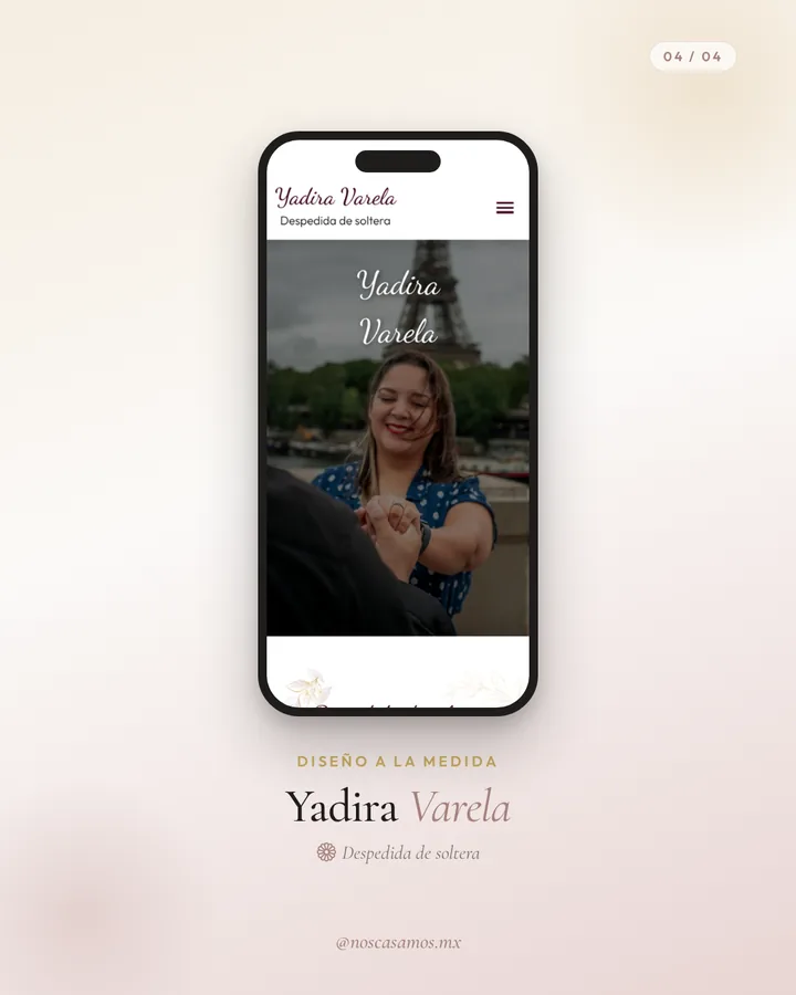 Invitación digital de Yadira Varela en el celular
